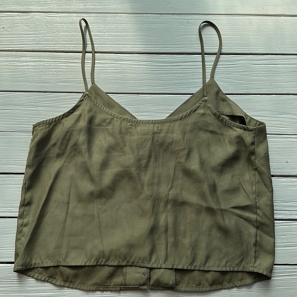 CAD Button Front Olive Green Tank Blouse size M - Picture 3 of 3